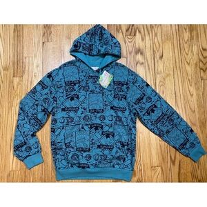 Nickelodeon Hoodie Hey Arnold All Over Print green & black New! Sz large